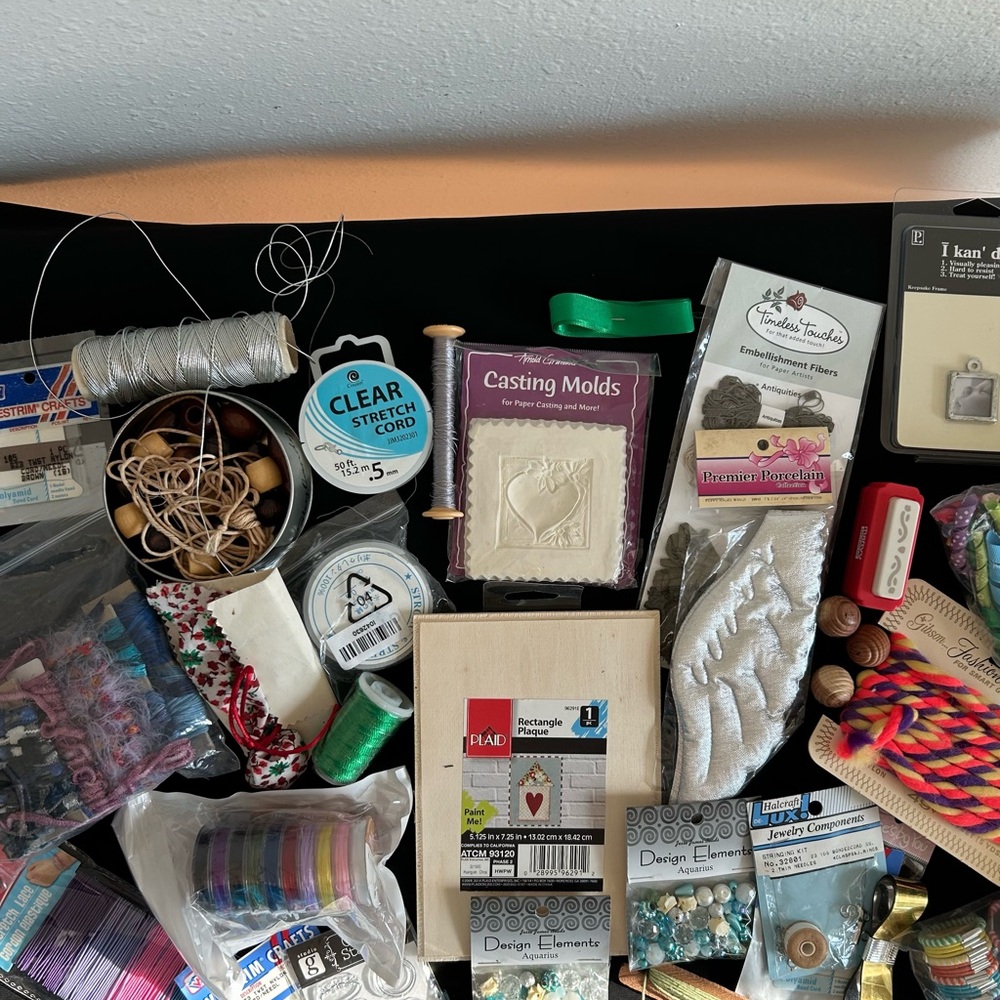 Lot of Mixed Craft Supplies New & Used Assorted Miscellaneous Crafting Items